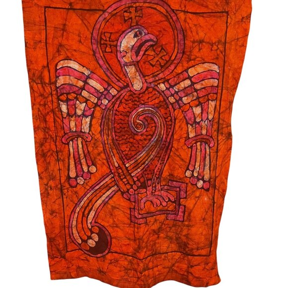 Hand-Dyed Wool Wall Hanging Phoenix Or Sacred Eagle With Crosses‎ Batik Art - Picture 2 of 4